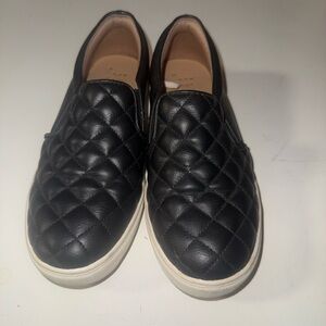 Black Quilted Slip-On Sneakers